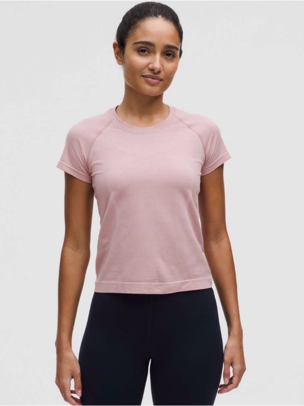 lululemon athletica Swiftly Short Sleeve Spandex Stripe Pink Haze/ Deco Pink 8